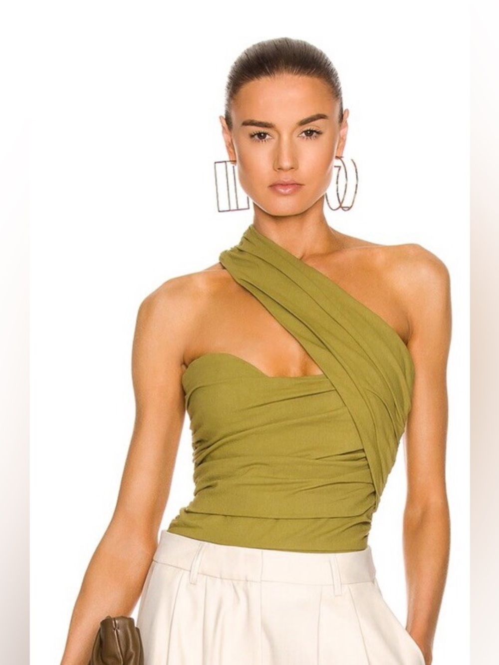Atoir Olive One-Shoulder Draped Camisole